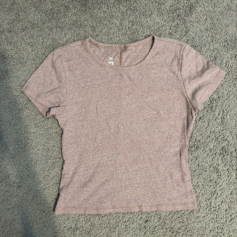 Me to We Ribbed Short Sleeve Tee - Dusty Rose